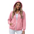 thumbnail image 3 of cocolona Womens Zip Up Hoodie Fall Winter Casual Solid Color Oversized Hooded Sweatshirts Comfy Long Sleeve Jacket Trendy Tops, 3 of 7
