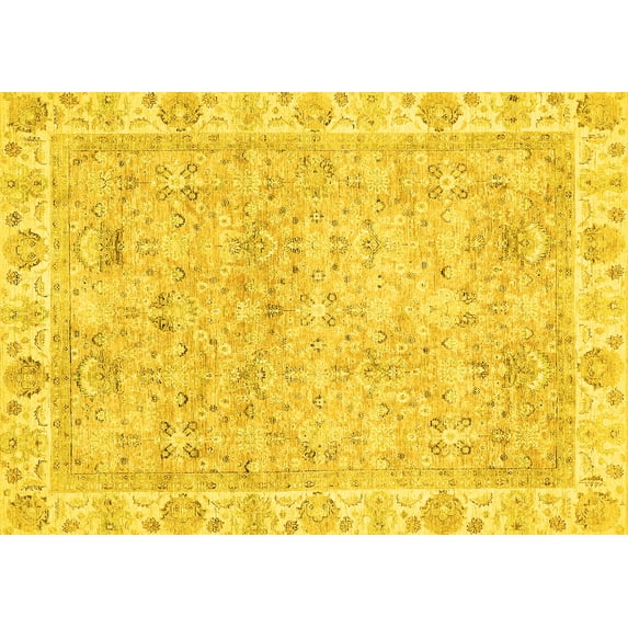 Ahgly Company Indoor Rectangle Abstract Yellow Modern Area Rugs, 5' x 8'