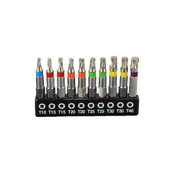 TEMO 10 pc Color Coded T10T40 6 point Torx Impact Ready 2 Inch (50 mm