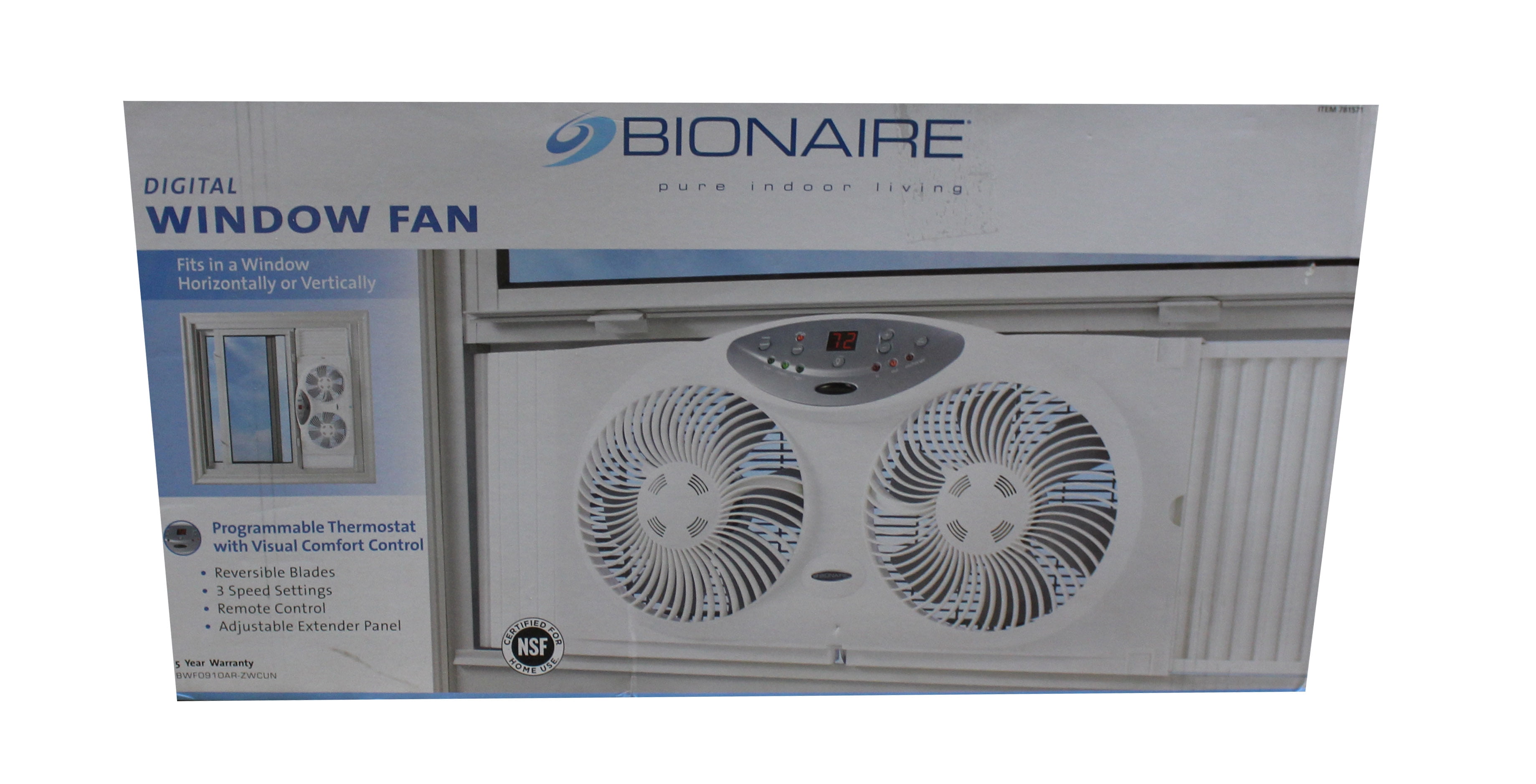Bionaire Twin Window Fan 3 Speed Programmable Thermostat Remote 