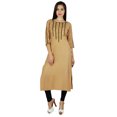 thumbnail image 4 of Bimba Womens Hand-Beaded Kurta Rayon Kurti Quarter Sleeve Embroidered Blouse, 4 of 6