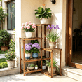 thumbnail image 3 of 6 Tier Wooden Corner Plant Stand Shelf Garden Patio Displaying Shelves Rack Indoor Outdoor for Flowers Succulents Planter Pots, 3 of 13