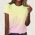 thumbnail image 2 of Hxshgdsn Womens Short Sleeve T Shirt Trendy Gradient Print Crew Neck Casual Summer Pullover TopYellow/M）, 2 of 5