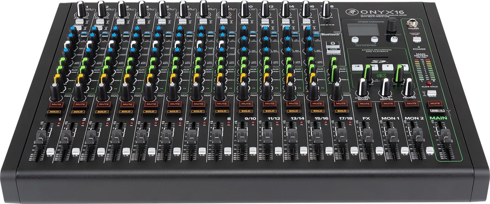 Mackie ONYX16 16-Channel Mixer w/ Multi-Track USB/3-Band EQ+Bluetooth+XLR Cables