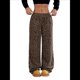 thumbnail image 2 of Pantalones Rectos con Estampado de Leopardo A Cuadros para Mujer, Cintura Elástica, Estilo Y2K, con Bolsillos. Leopardo Profundo M, 2 of 10