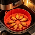 thumbnail image 4 of JHyouerji Silicone Air Fryer Liner Baking Tray Red Food Grade Non Stick Reusable Oven Microwave Pizza Cake Bakeware Foldable Storage Kitchen Accessory, 4 of 6