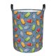 thumbnail image 1 of Balery Fruit Ice Cream Cesta de ropa redonda con asas, impermeable, independiente, para ropa, juguetes, dormitorio y familia-Small, 1 of 6