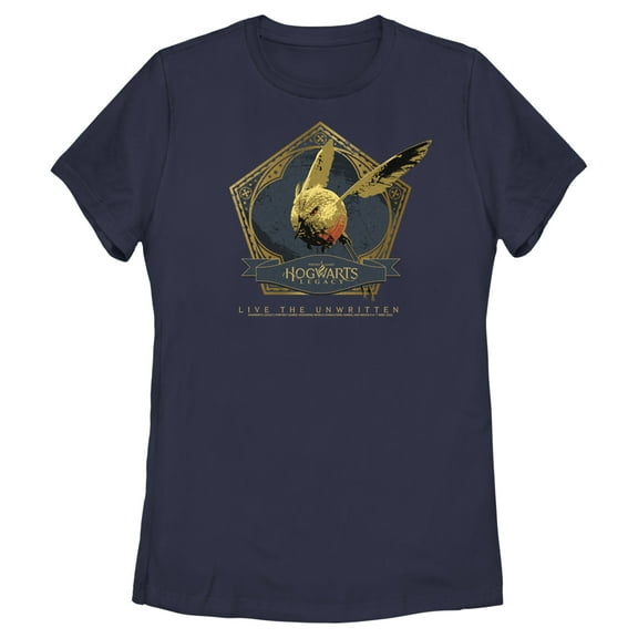 Women's Hogwarts Legacy Golden Snidget Logo  Graphic Tee Navy Blue Small