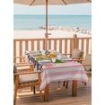 thumbnail image 2 of Outdoor Tablecloth with Umbrella Hole for Patio/Picnic/Party/Camping, Pink Flowers Waterproof Table Cloth Rectangle Table Cover Washable, Spring Floral Summer Botanical Striped Vintage Art (52"x 70"), 2 of 8