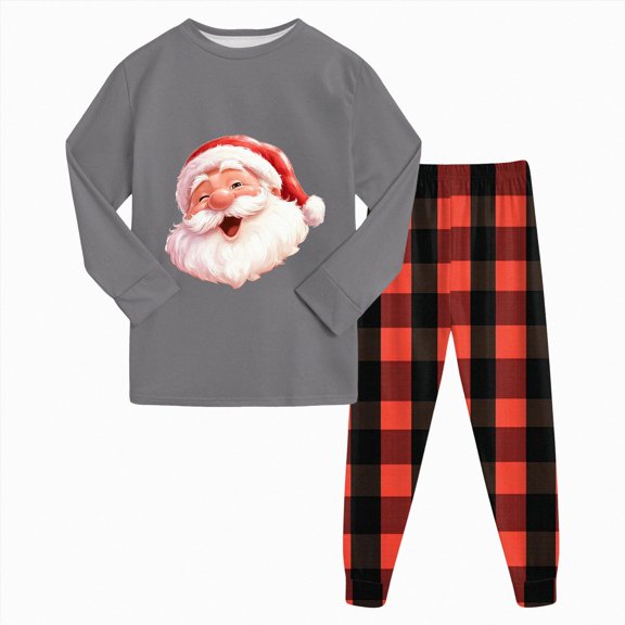 KPVEVIQ Girls Boys Christmas Xmas Pajamas Cute Soft Long Sleeve Graphic Nighty PJS 2PCS Holiday Sleepwear Set,2-3 Y