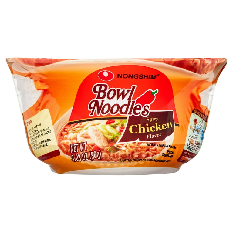 Nongshim Bowl Noodle Spicy Chicken Ramyun Ramen Noodle Soup Bowl, 3.03oz X  12 Count