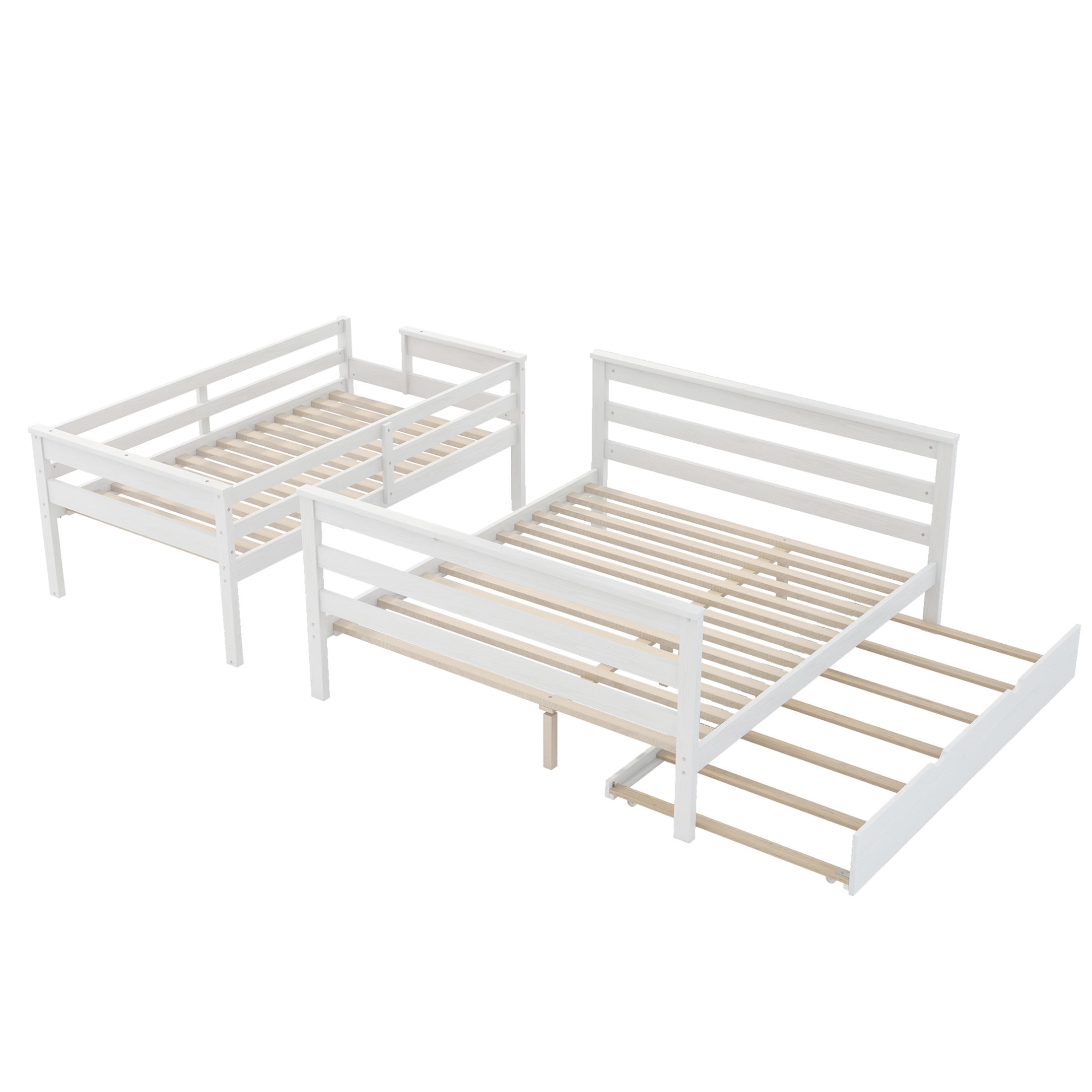 Noble House Zahra Twin XL over Queen Detachable Bunk Bed with Pull-out Guest Trundle, 3-in-1 Sleeping Solution, White