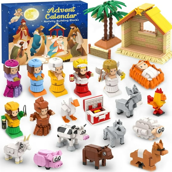 Nativity Advent Calendar 2025 Kids,24 Day Christmas Countdown Calendar Building Blocks Set,Surprise Xmas Gift for Adult,Teen Girls & Boys