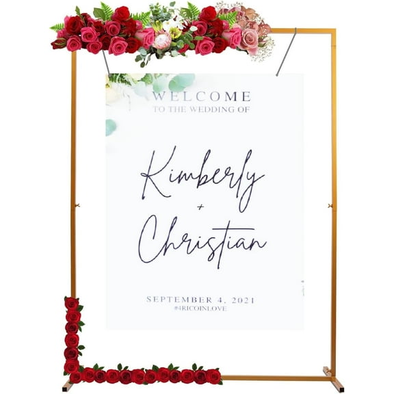 6.6 * 4.9 Feet Metal Wedding Square Stand, Wedding Arch Backdrop Stand, Garden Arbor Frame, Wedding Party Decoration Stand, Balloon Flower Stand with Pull Rod
