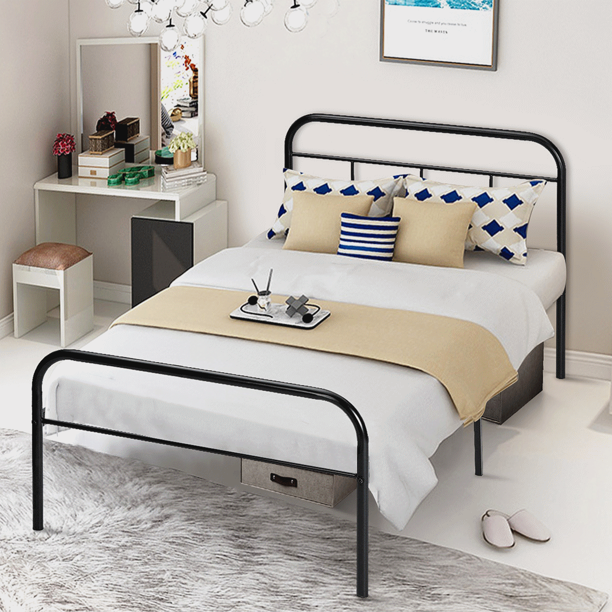 Snailhome Twin Size Metal Bed Frame Heavy Duty Platform Bed Frame No