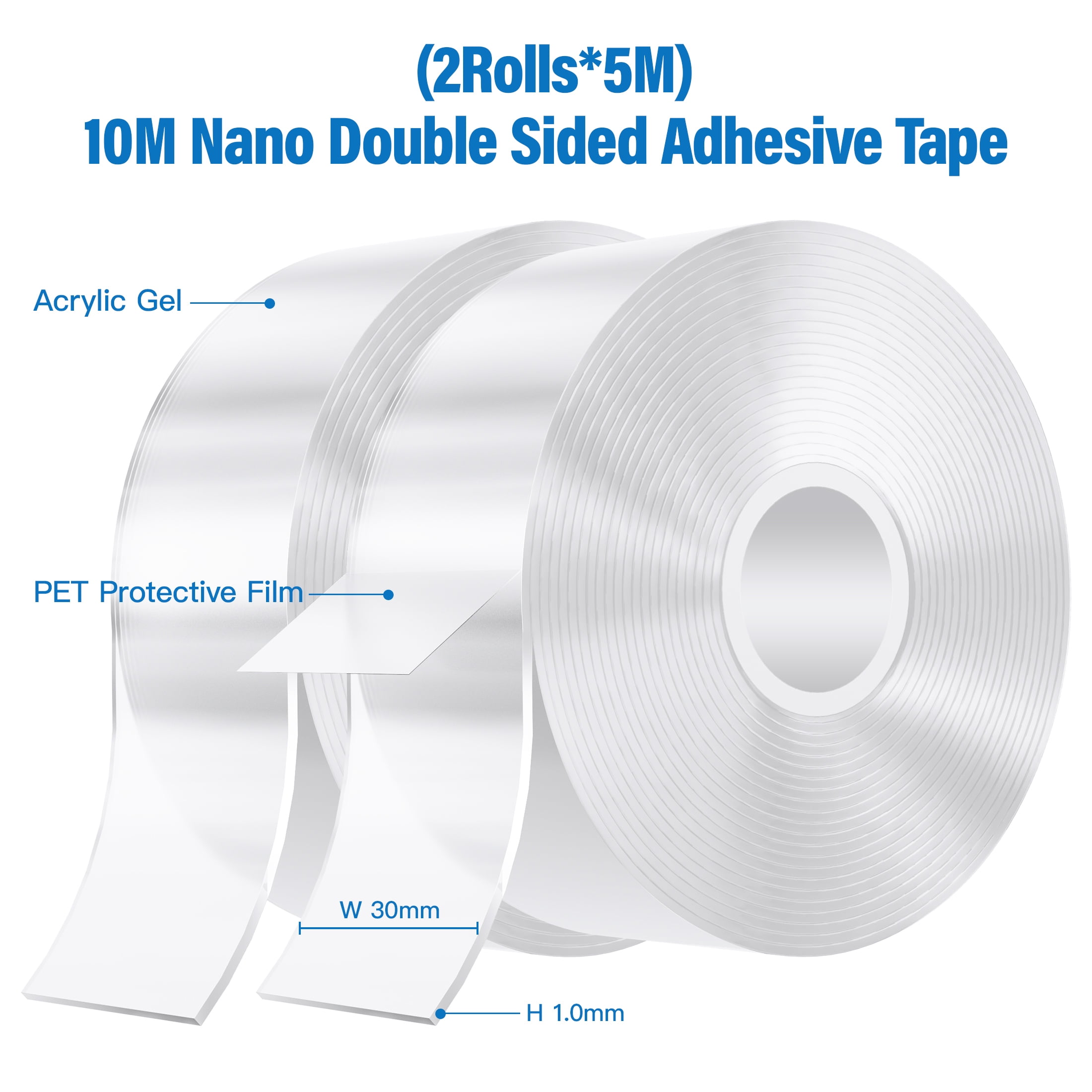 Nano Tape – Clear [Double-sided Mounting Tape] Heavy Duty Durable [Heat Resistant] Car Wall Décor Poster Carpet Home Room Kitchen Bathroom