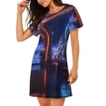 thumbnail image 2 of Naloa Futuristic Bar Space View Print Women Nightgowns,Womens Loungewear,Short Sleeve Sleepwear,Comfy Ladies Nightdress, 2 of 6