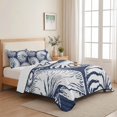 thumbnail image 5 of Quilts Twin XL Size, Coastal Shell Navy Blue Soft Comforter Bedding Set for Bed, Summer Ocean Shell Beach Lightweight Quilted Bedspread with Pillow Cover(2 Pieces) for All Season, 68x98 Inch, 5 of 9