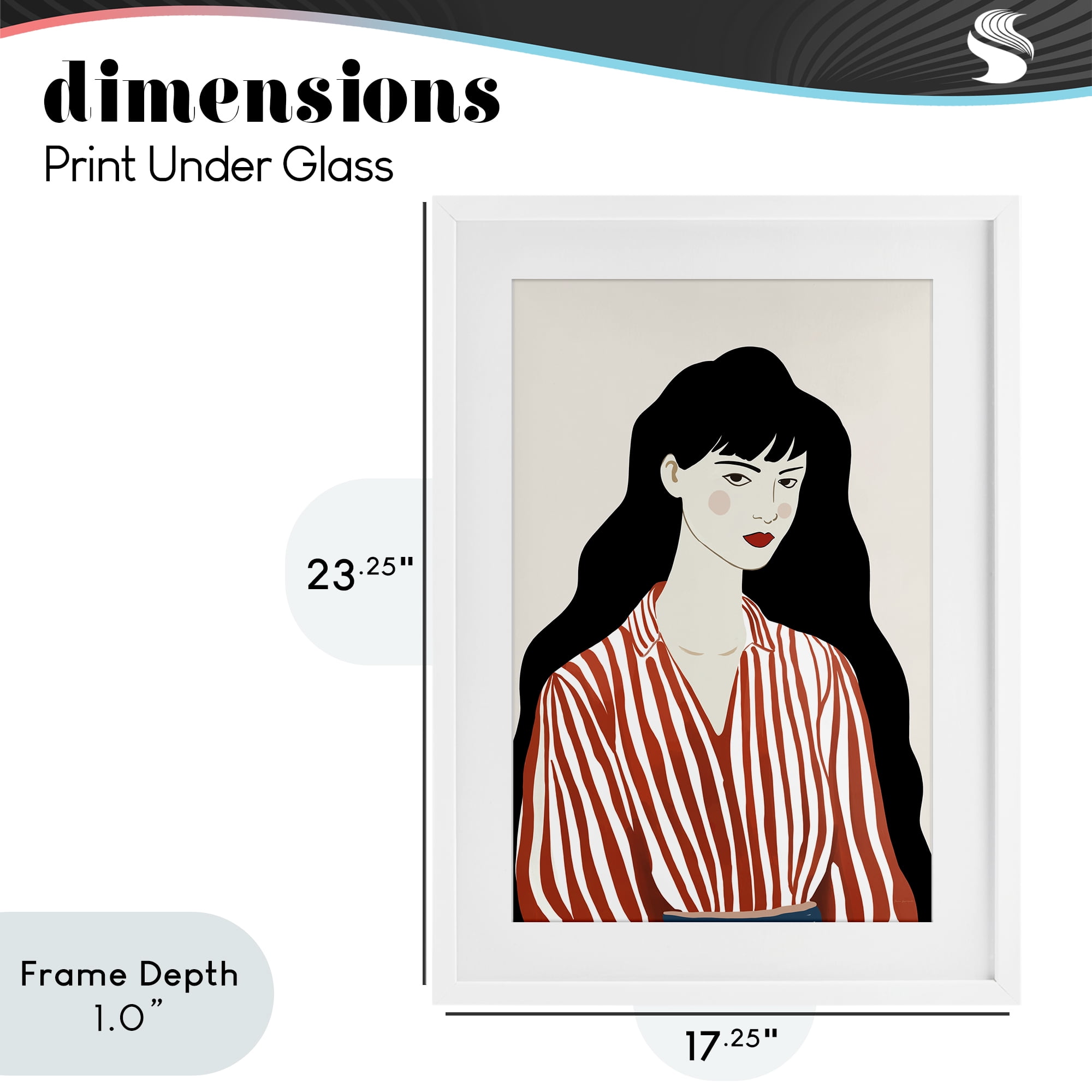 Stupell Industries Woman in Striped Blouse White Framed Print Under Glass, design by Omar Escalante