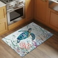 thumbnail image 3 of Teal Sea Turtle Coastal 2'x3' Washable Rug, Summer Beach Ocean Coral Non-Slip Soft Doormat Area Rugs for Entrance Bathroom Bedsides, Carpet for Kitchen Bedroom, Entryway Floor Mat, 3 of 9