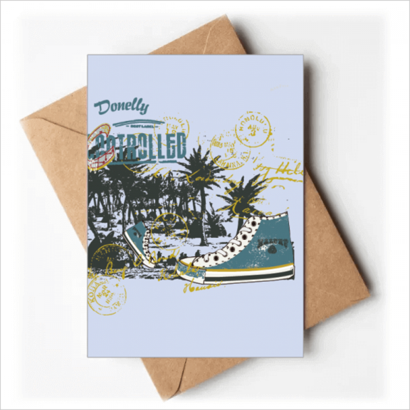 Canvas Shoes Coconut Tree Illustration Greeting Cards You are Invited Invitations