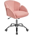 thumbnail image 3 of Yaheetech Modern Office Chair Vanity Chair Swivel Rolling Chair with Armrests, Pink, 3 of 8