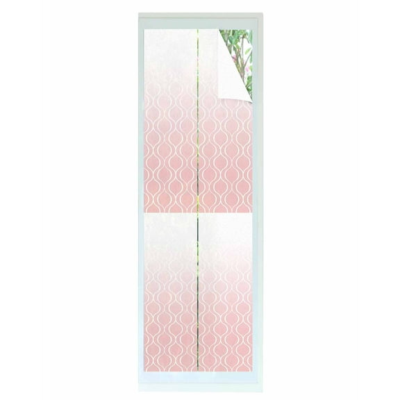 Window Privacy Film Moroccan Pink Stained Glass Window Film Decorative Sun Block Window Cover Abstract Geometric Plaid Gradient Window Clings Static Adhesive Sticker for Bathroom 17.7"x78.7"