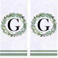 thumbnail image 1 of Monogram Kitchen Towels 18×28 Inch with Olive Wreath /Letter G Absorbent Dish Towels | Tea Towels | Bar Towels Set of 2 Kitchen Hand Towels for Personalized Gift, 1 of 7