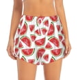 thumbnail image 2 of Balery Hand Drawn Watermelon Pantalones cortos deportivos para mujer con forro y dos bolsillos, elásticos, para entrenamiento, gimnasio, yoga-Large, 2 of 7