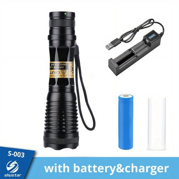 2-in 1 Dual Light Flashlight, T6+UV Black Light, Pet Urine Detection ,Ultraviolet ,Zoomable Waterproof Tactical Torch, 5 Modes, Home Outdoor, Fishing, Cycling, Camping Lantern, 18650 Battery