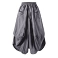 thumbnail image 4 of Tfken Women Skirts For Summer Elastic Waist Solid Color Long Skirts Trendy Daily Wear Female Classic Clothes Gray, 4 of 8