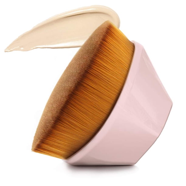 Daubigny Brocha de maquillaje para base plana Kabuki Hexagon Face Blush Liquid Powder Foundation Brush para mezclar crema líquida o cosméticos en polvo impecables con estuche protector adicional (rosa