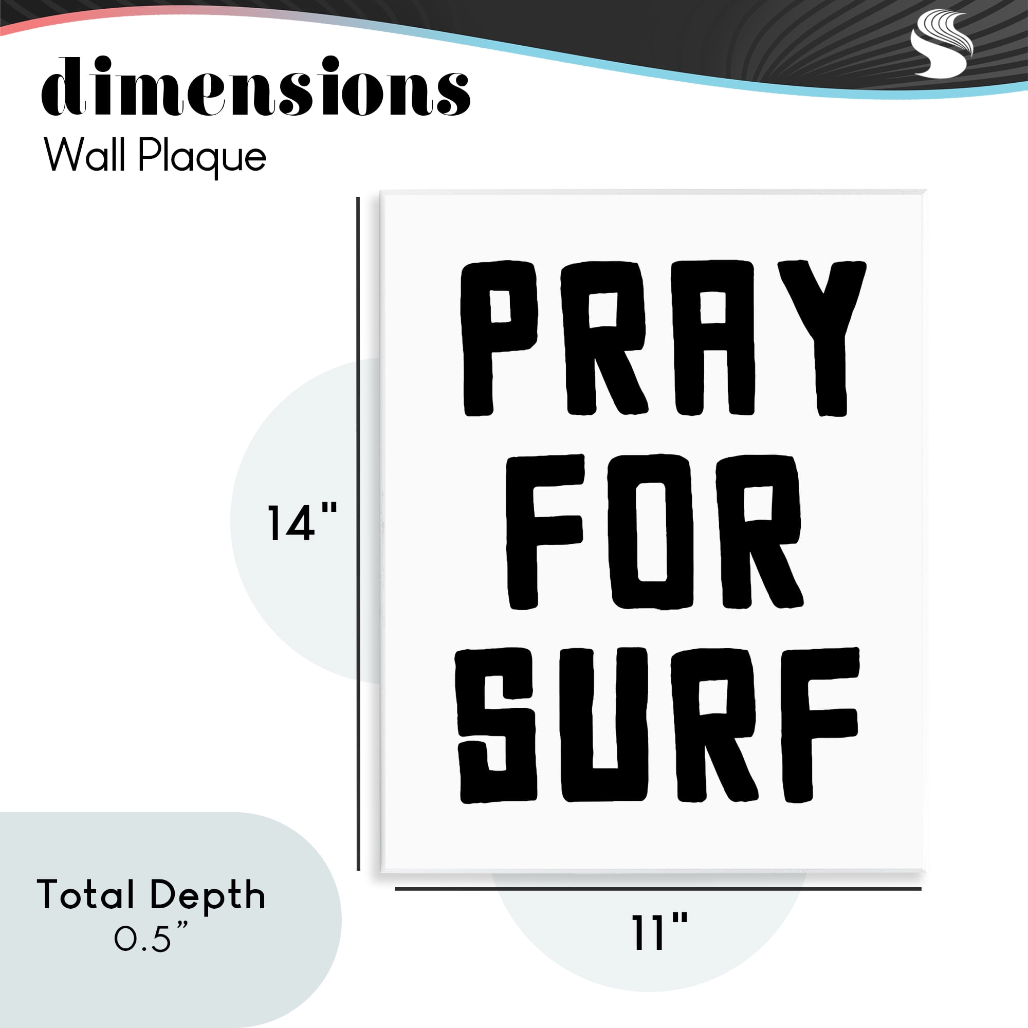 Pray For Surf Simple Sentiment Wall Plaque Art, design by Lettered and Lined
