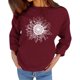 thumbnail image 1 of Sudadera con cuello redondo de girasol para mujer, transpirable, cómoda, holgada, de manga larga, para uso diario, rojo vino M, 1 of 4