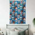 thumbnail image 4 of Sugar Skull Decor Tapestry, Retro Mexican Cultural Pattern on Polka Dots Rose Bouquets Skeletons, Wall Hanging for Bedroom Living Room Dorm Decor, 60W X 80L Inches, Multicolor, by Ambesonne, 4 of 5