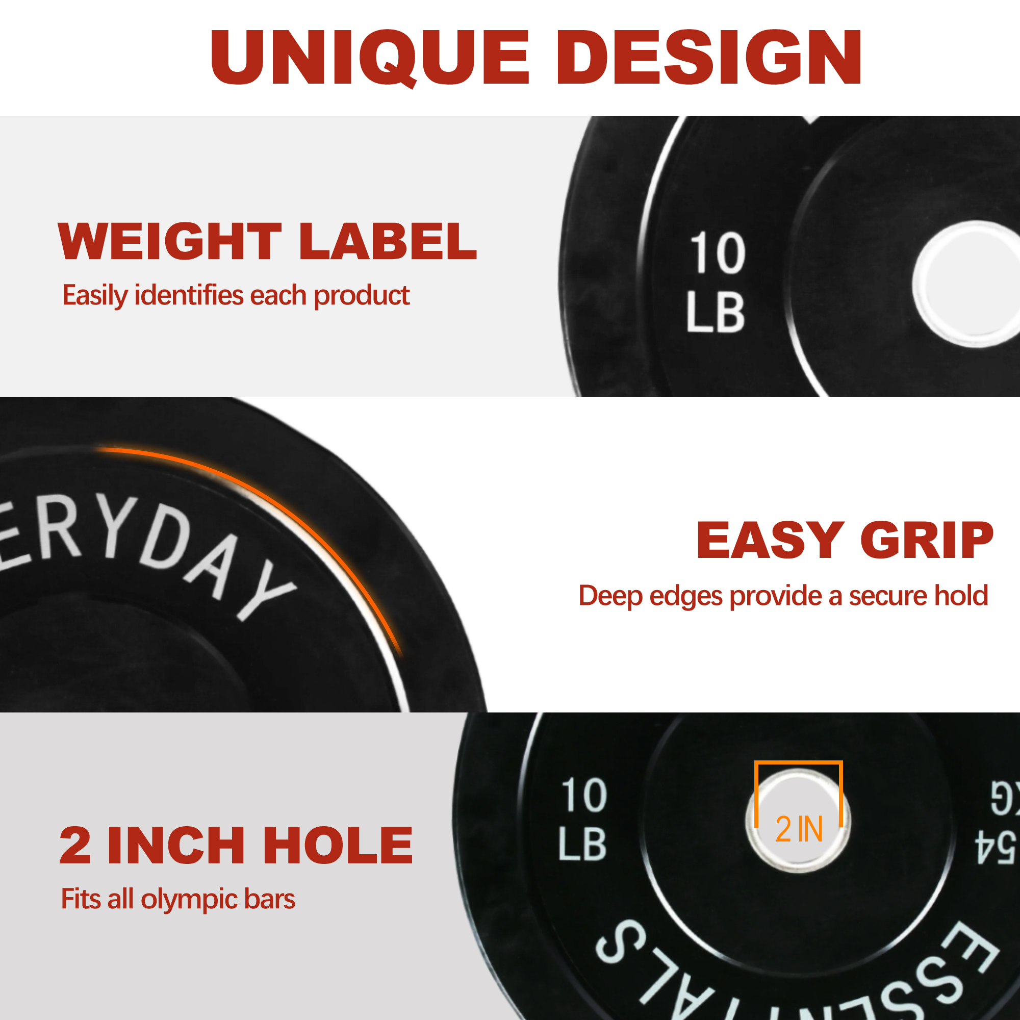 FlexWave 2-Inch Olympic Bumper Plate Sets , 120LB/150LB/190LB/280LB Options, Strength Training Equipment, for Weightlifting