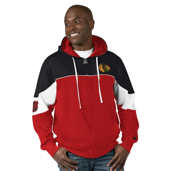 Men's Starter  Red/Black Chicago Blackhawks Power Forward Full-Zip Hoodie