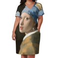 thumbnail image 3 of Chica con un pendiente de perla de Johannes Vermeer vestido suelto con bolsillo vestido de dama de honor mujer ropa de verano 2025, 3 of 7