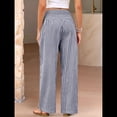 thumbnail image 4 of Pantalones Palazzo de Cuadros para Mujer, Pantalones de Pijama de Cintura Alta y Pierna , Pantalones Casuales Bonitos con Bolsillos Azul Marino M, 4 of 7