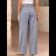 thumbnail image 4 of Pantalones Palazzo de Cuadros para Mujer, Pantalones de Pijama Anchos, de Cintura Alta, Bonitos Pantalones Casuales con Bolsillos Azul Marino L, 4 of 7