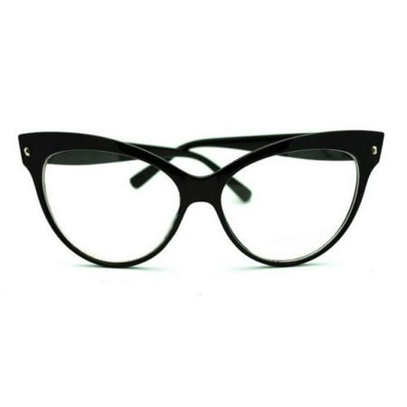 Oversized Cat Eye 50s Womens Glasses Vintage Style Clear Lens Black