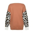 thumbnail image 4 of Gvmfive Women Off The Shoulder Leopard Long Sleeve Stitching Casual Loose Tops, M, 4 of 5