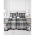 thumbnail image 2 of Quilts Queen Size Bedding Set, Gray Black Buffalo Plaid Reversible Summer Quilt 3 Pieces, White Farmhouse Modern Striped Lightweight Bedspreads Coverlets with 2 Pillow Shams for All Seasons, 2 of 5