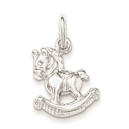 925 Sterling Silver Polished Rocking Horse 3-D Charm Pendant