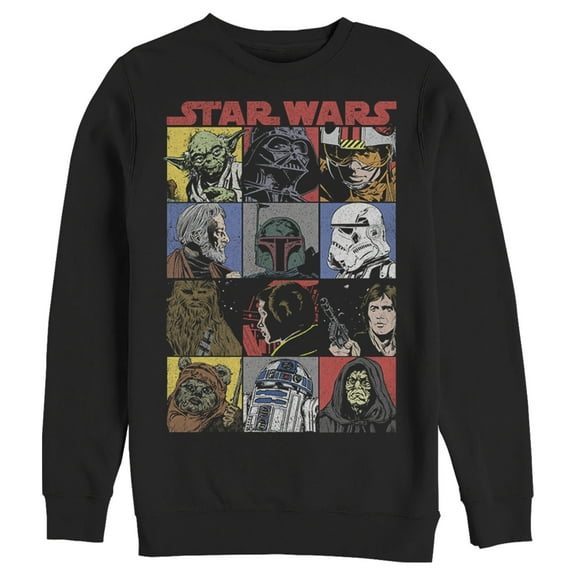 Men's Star Wars Comic Strip Cartoon Group  Sweatshirt Black X Large