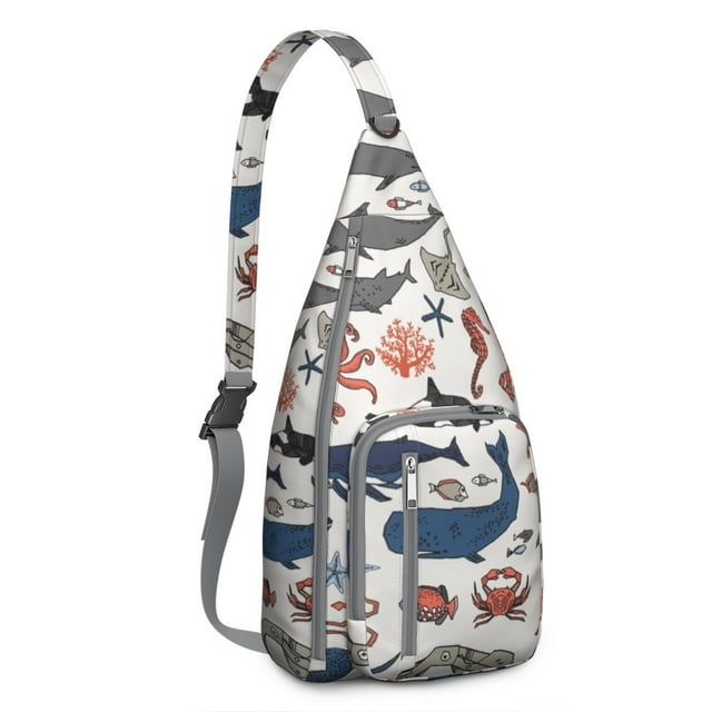 Sac à Dos à Bandoulière Spécial Semaine du Requin - Impression Éducative de Multiples Espèces de Requins