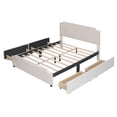 thumbnail image 3 of Euroco Upholstered Queen Size Platform Bed with 4 Drawers, Velvet Fabric, Beige, 3 of 14