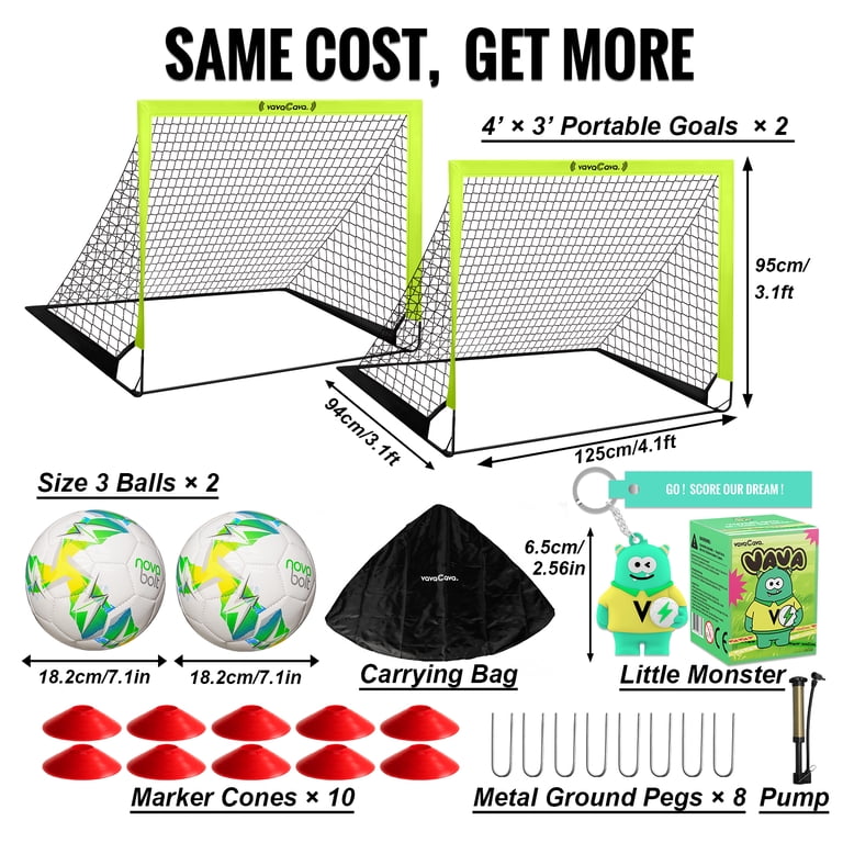VavaCava 4'x3' Size Portable Soccer Goals Set for Backyard Fun, 2