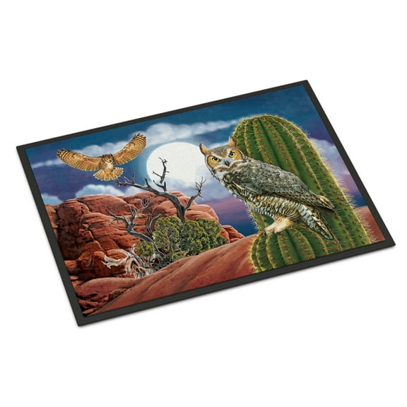 Carolines Treasures PRS4052JMAT Great Horned Owl In The Desert Door Mat Indoor Rug or Outdoor Welcome Mat 24x36 Doormat
