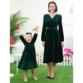 thumbnail image 5 of FYMNSI Christmas Outfits for Women Girls Fall Mommy and Me Velvet Matching Xmas Dress Dark Green S, 5 of 11